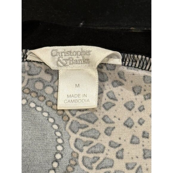 Y2K Babydoll Christopher & Banks Brown Short Sleeve Top Geometric Womens Medium - Picture 7 of 12